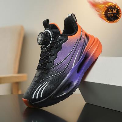 2025 Winter New Children's Sports Running Shoes Boys Leather Velvet Thickened Warm Cotton Shoes
