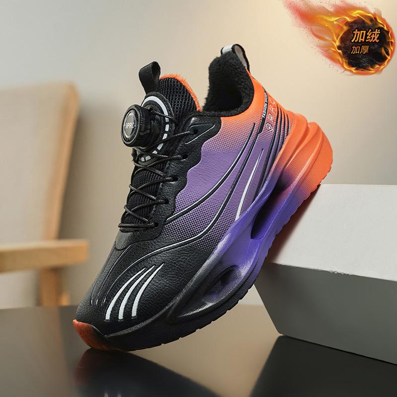 2025 Winter New Children's Sports Running Shoes Boys Leather Velvet Thickened Warm Cotton Shoes