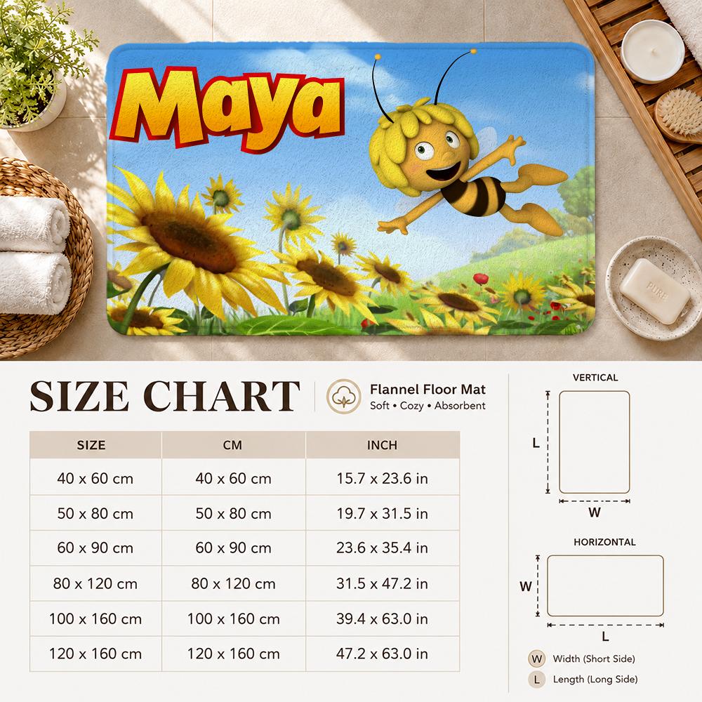 Classic Cartoon M-Maya the Bee Floor Mat Non-Slip Absorbent Floor Mat Decorative Rug for Home Bathroom Bedroom Entryway