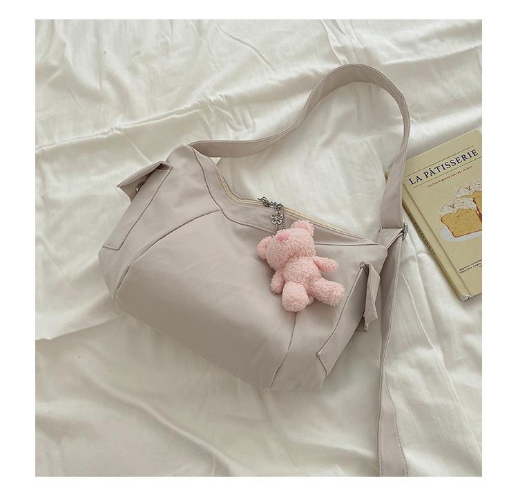 

Casual Large-Capacity Shoulder Bagnewest Solid Color Canvas Bag Simple And Versatile Student Messenger Bag Handbag No pendant