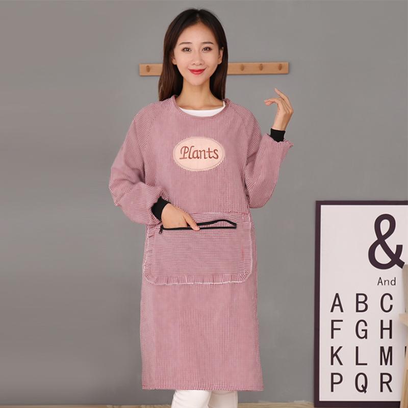 Korean Style Long Sleeve Oil-Proof Cotton Apron for Women and Men – Cute and Fashionable Kitchen Smock for Summer