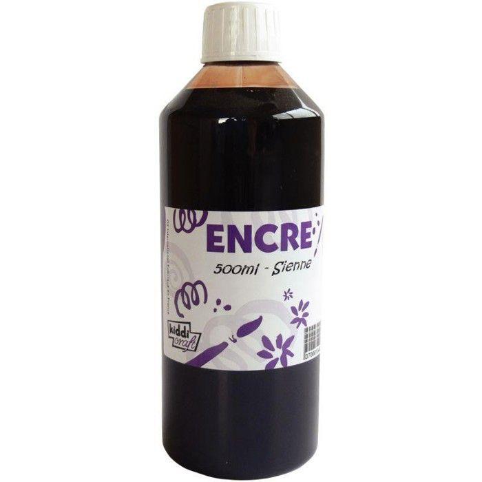 Flacon de 500 ml d'encre à dessiner sienne