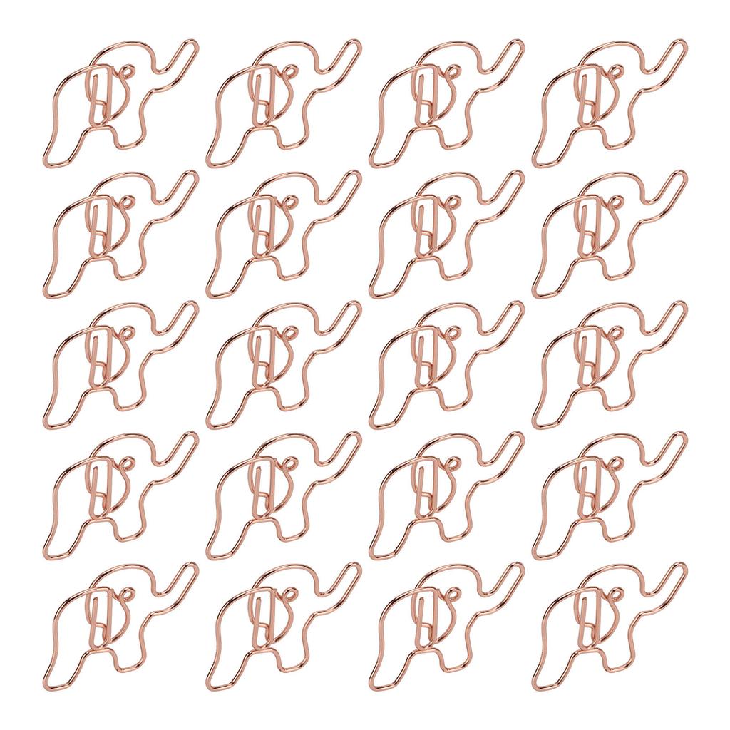 20pcs Shaped Paper Clips Elephant Shapes  Gold Electroplating Process Iron Office Clips for Docu