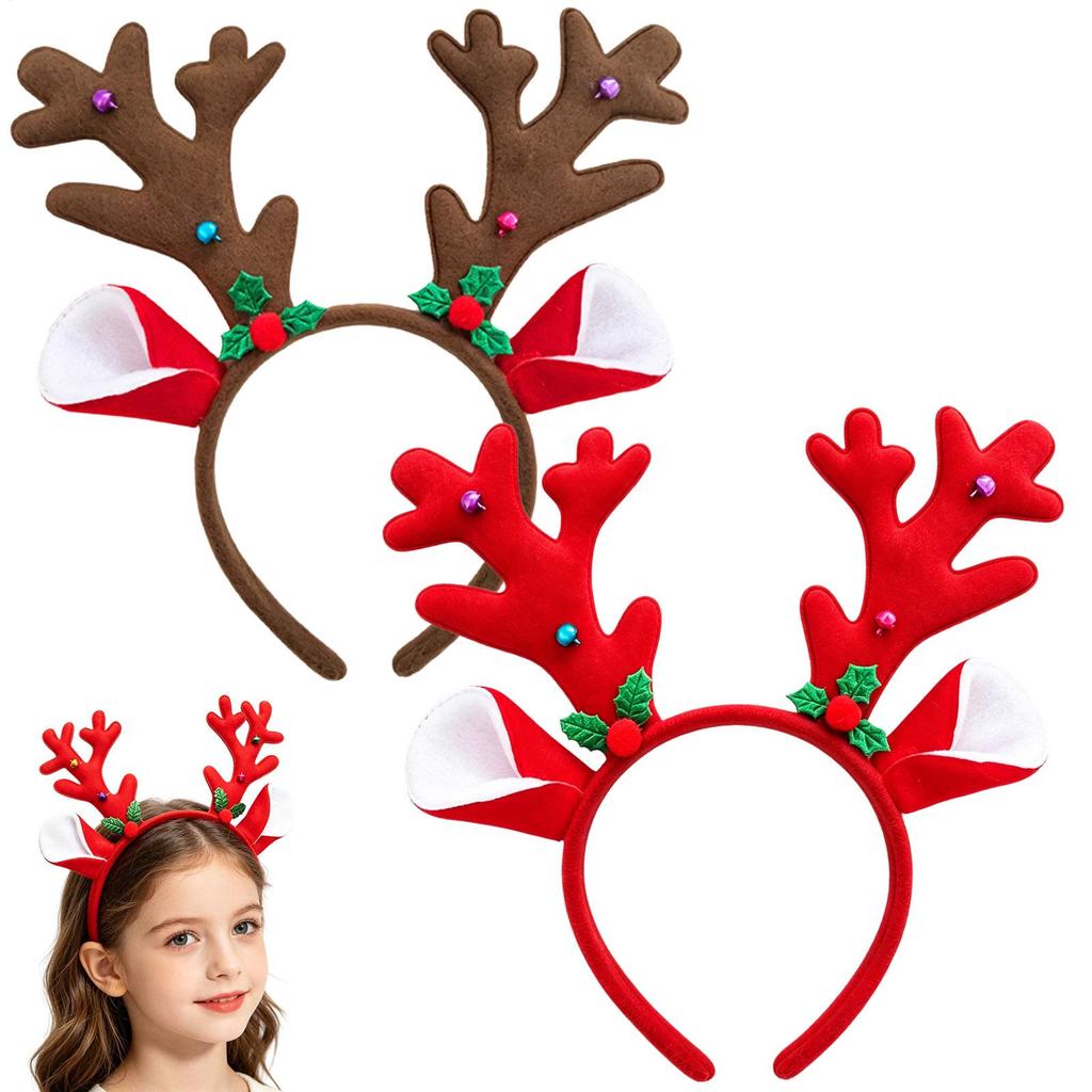 Reindeer Antlers Headband Cartoon Christmas Head Button Hair Band Party Gift Reindeer Antlers Snowman Sprung Headband Decor