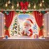 Santa Banner Santa Claus Pattern Xmas Banner Holiday Banner Christmas Tree Pattern For Festive Decoration Winter Party Indoor
