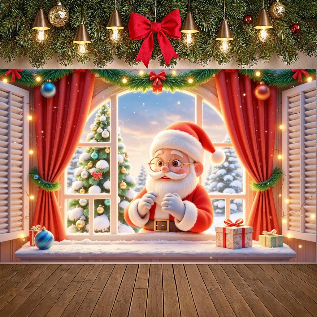 Santa Banner Santa Claus Pattern Xmas Banner Holiday Banner Christmas Tree Pattern For Festive Decoration Winter Party Indoor