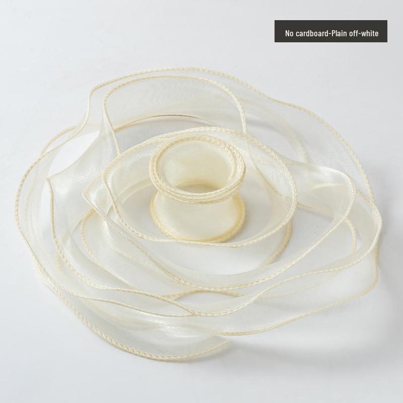 4cm Gold Edge Fishtail Yarn Ribbon for Floral Bouquets, Cake Decorations, Gift Bows, and DIY Projects.