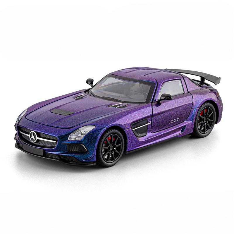 

1/24 Benz SLS Amg Super Sports Car Alloy Diecast Model Metal Car Sound & Light Pull Back Collection Hobby Decorations Birthday фиолетовый