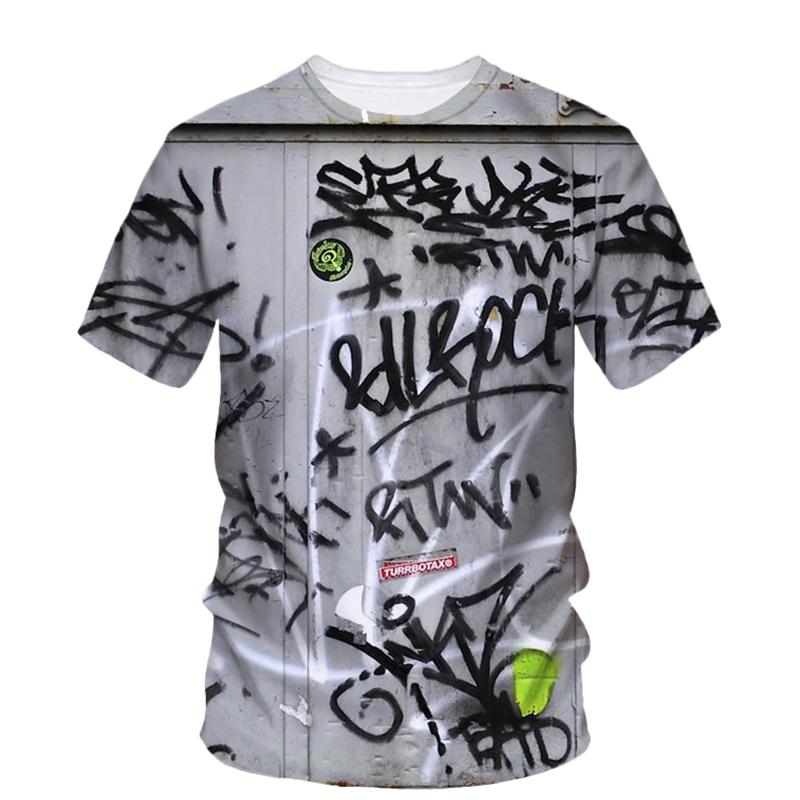 Streetwear Artistic Graffiti T-shirts 3D Printing Round Neck Short Sleeves Summer Comfortable Hip Hop Men's T-shirts