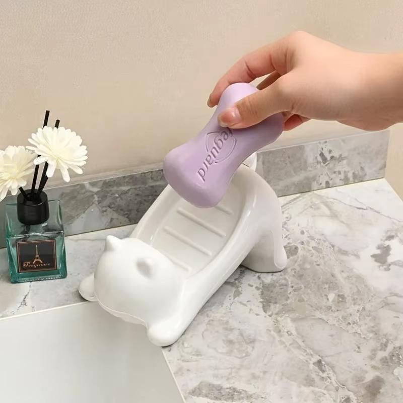 1-3pcs Cat Shape Soap Box Drainage Storage Rack Soap Container Bathroom Accessories No Water Accumulation Tools Home Decoration