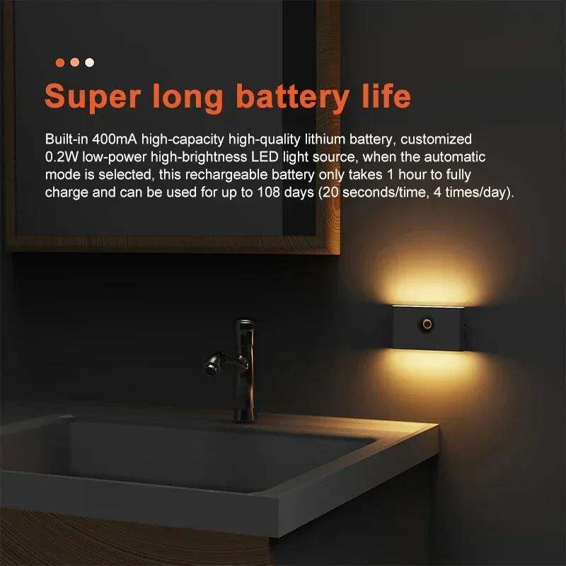 Motion Sensor LED Night Light Room Wireless Wall Lamp Type-C Rechargeable Closet Lamp Night Light Staircase Induction Lighting