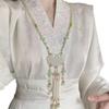 Chinese Style Ma Mian Skirt Cheongsam Necklace with Tassels and Beads