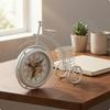Wire Basket Cycle Clock White Bike Desk Iron Table Timepiece