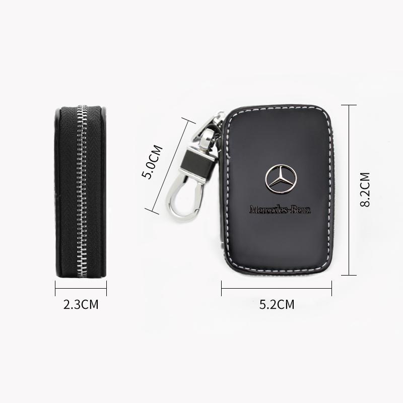 Leather Car Key Fob Case Cover Keychain Zipper Bag Protection Shell For Mercedes Benz W204 W205 W212 W213 W221 W177 W246 GLC GLA PA9