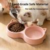 Pet Cat Double Bowl Material Non-Slip Puppy Cat Food Water Feeding Bowl Cute Cartoon Face Durable Dish