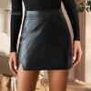 High Waist Skirt Women Mini Tight Faux Leather Irregular Solid Color Slim Fit Hip Sheath A-line Smooth Soft Club OL Commute Casual Short High-waisted