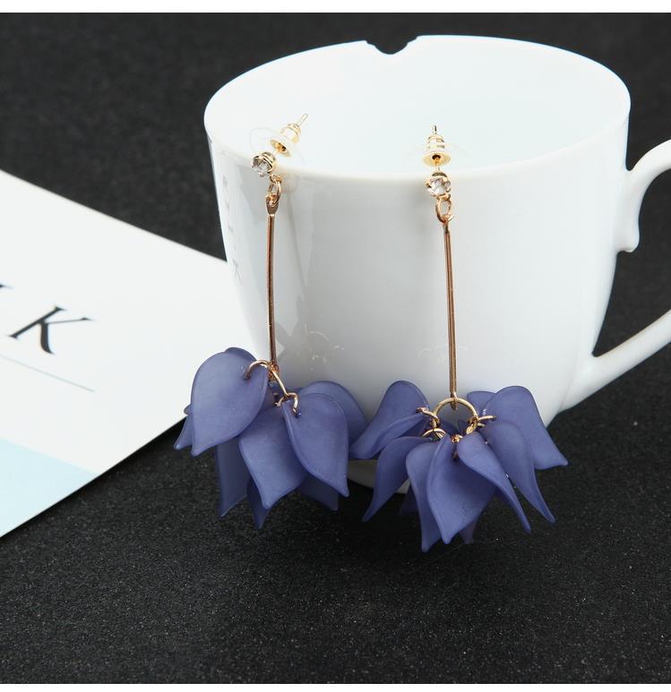 Bohemian Fashion Creative Multilayer Petal Flower Earrings Women Statement Personality Tassel Earrings Jewelry for Women 2022 синий