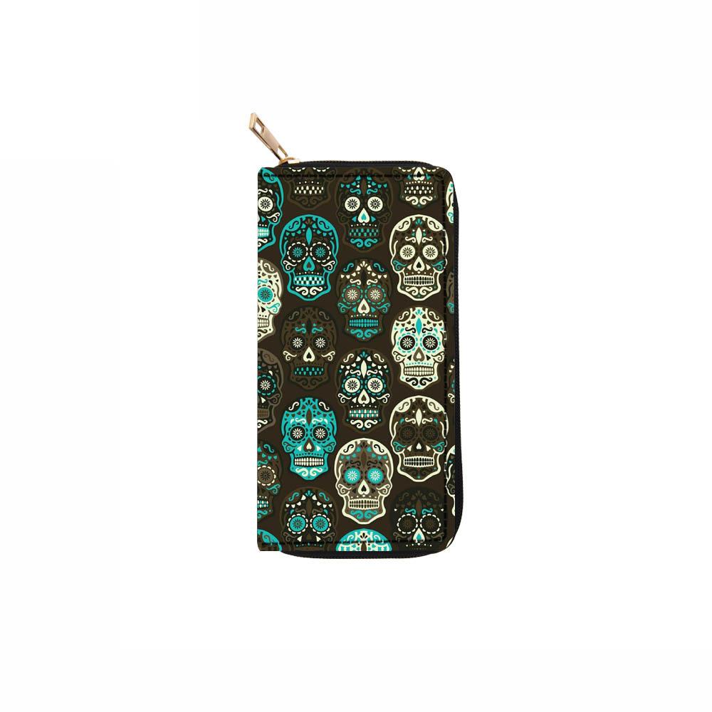 Cartoon Skull Long Zipper Wallet Christmas Horror Night Clutch Wallet