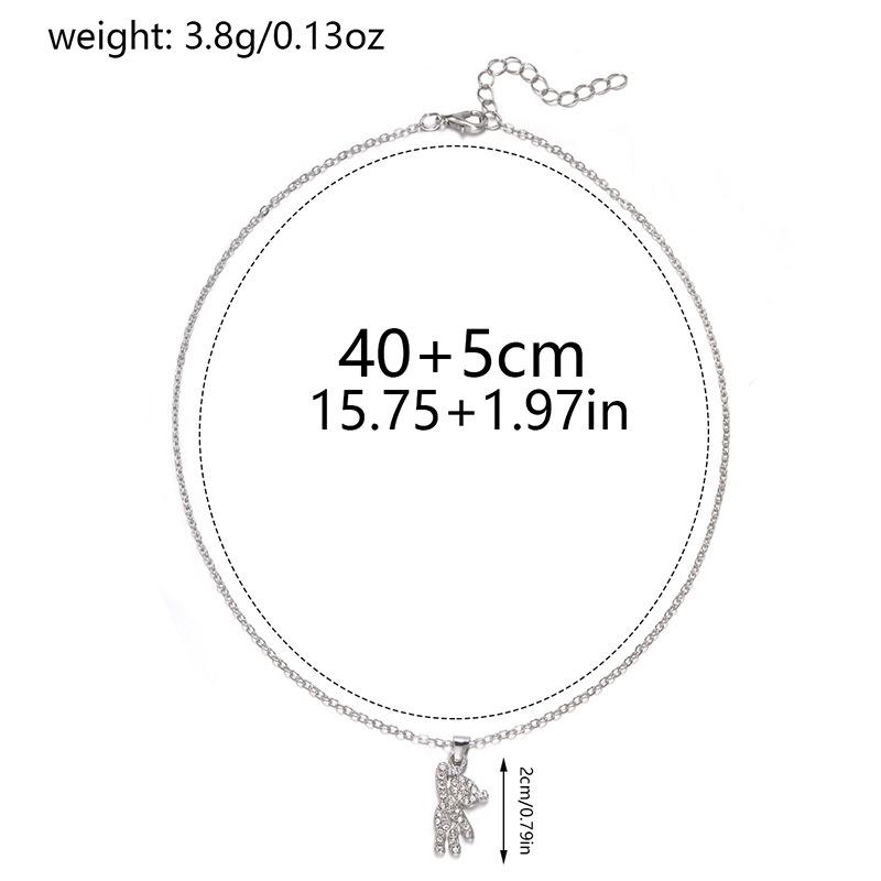 Autumn New Accessories Fashion Alloy Diamond Pendant Women's Cute Animal Bear Necklace