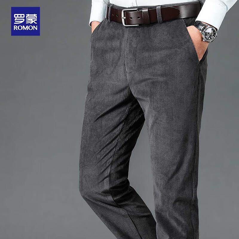 ROMON Men's Corduroy Casual Straight-Leg Pants