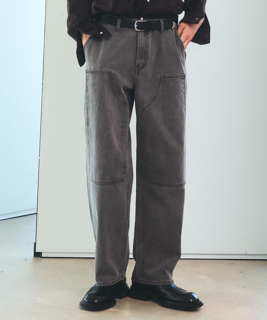 TRIP LE SENS Unisex Carpenter Color Denim Pants_Grey