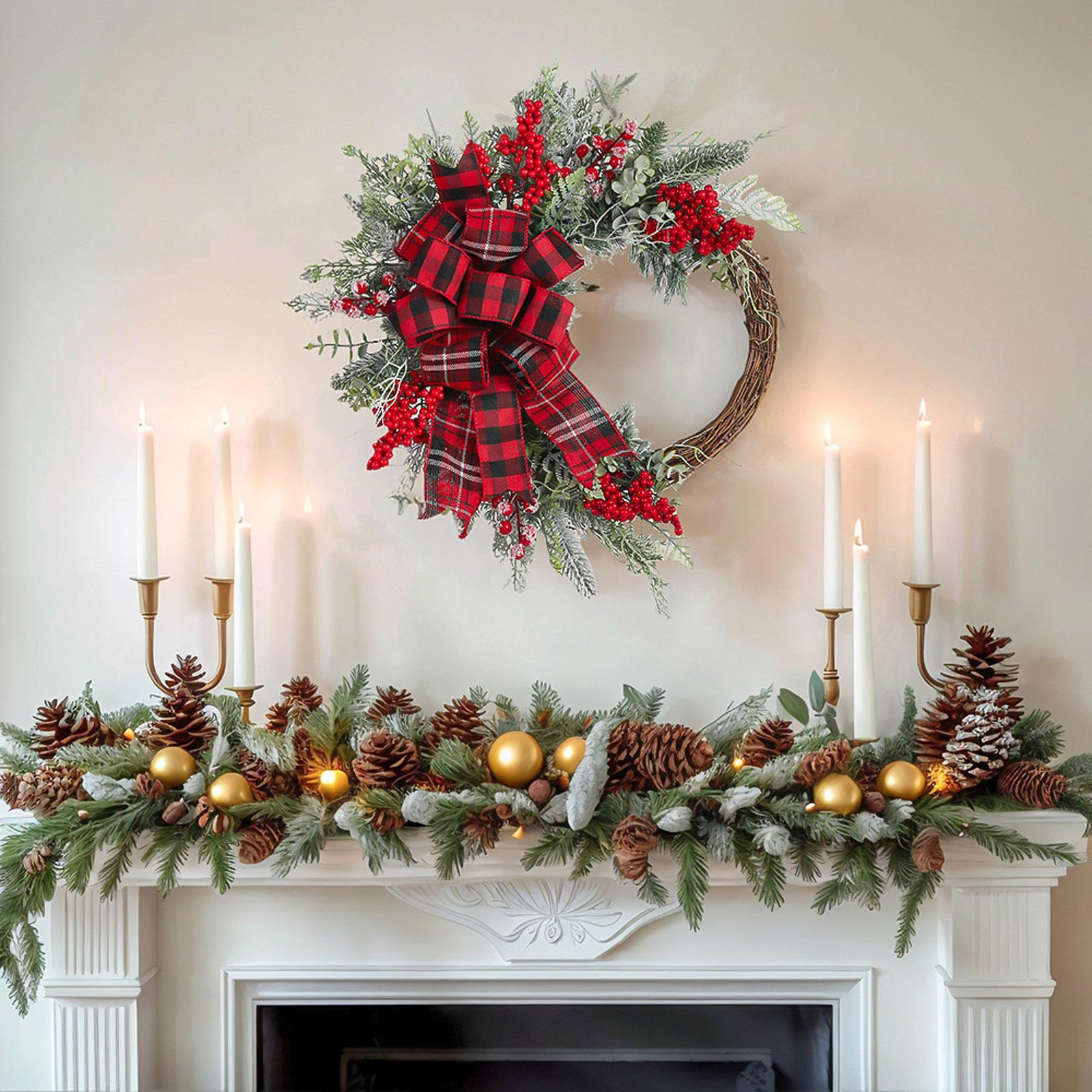 

Рождественские венки для кухонных шкафов, Подходят для украшения кухни или дверей, Как в помещении, так и на улице для праздничных украшений One Size