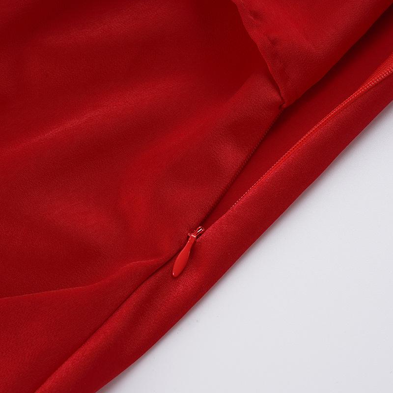 Elegant Satin Ruffle Hem Dress with Spaghetti Straps - European & American Style