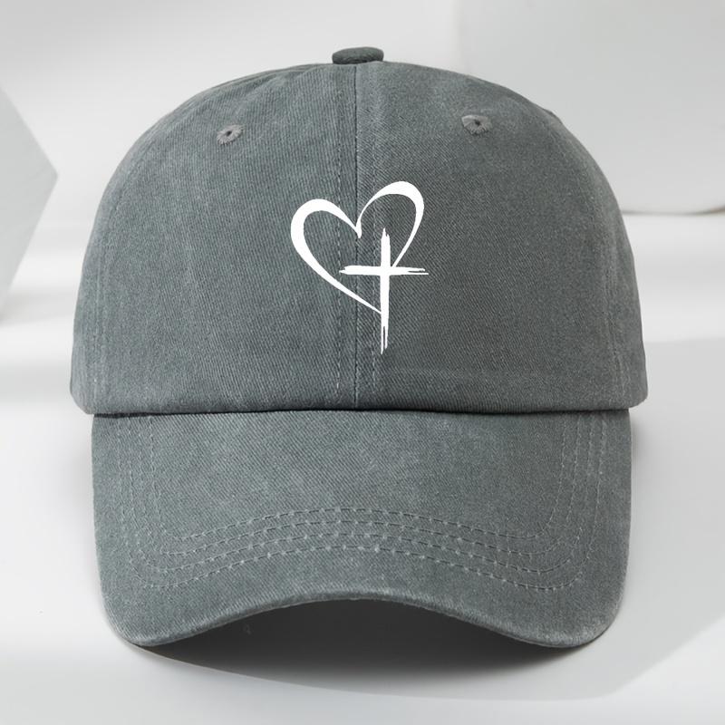 Love Cross Printed Baseball Cap Fashionable Outdoor Leisure Sports Sun Hat Washed Retro Soft Top Comfortable Peaked Cap