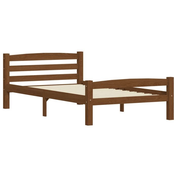 VidaXL Cadre de lit Marron miel Bois de pin massif 100x200 cm
