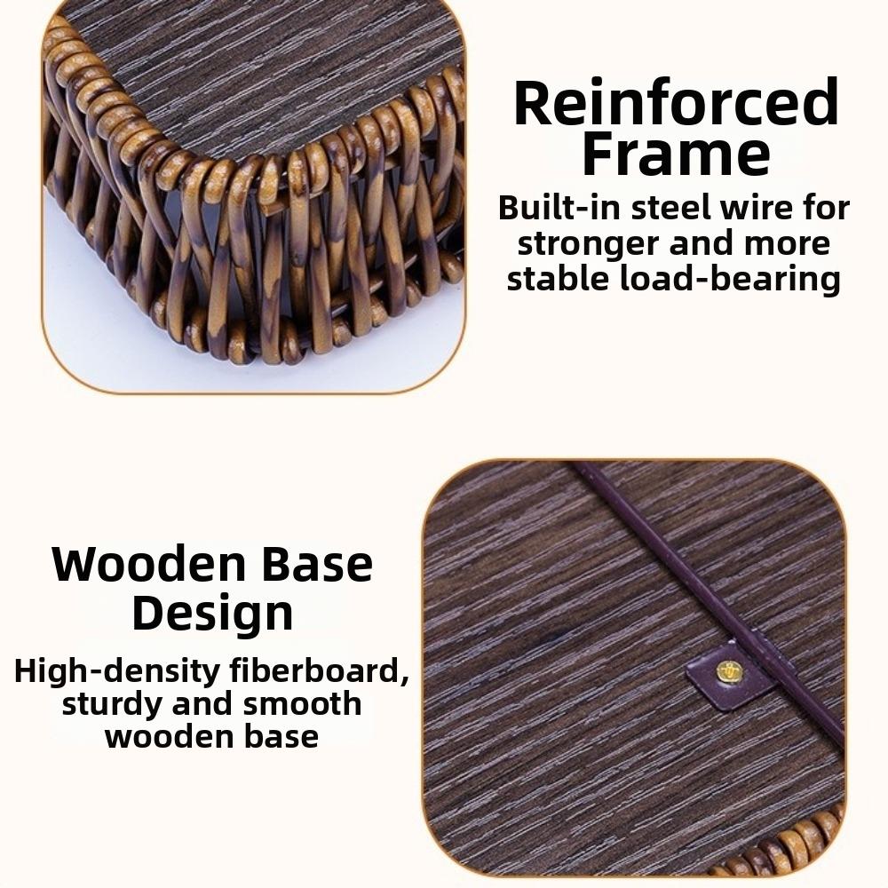 Handwoven Wicker Serving Tray Woven Handheld Versatile Plastic Rattan Storage Tray Retro Style Woven Serving Basket