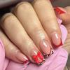 Spicy Girl Leopard Print Red French Tip Bow Nail Art Patches