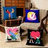 Couple Heart Flat Cushion Cover Soft Short Plush Cushion Cover 50x50 45x45 Zipper Pillowcase Home Decor