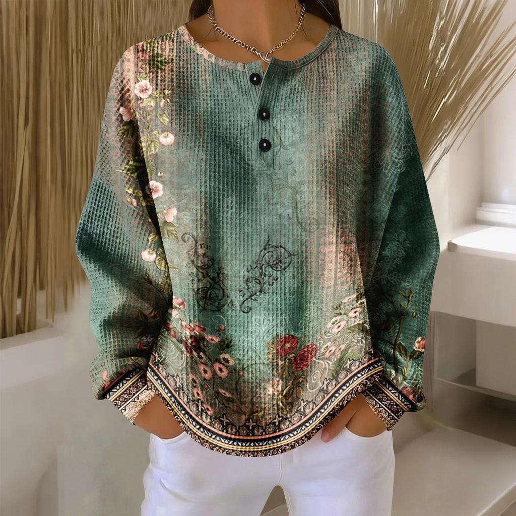 Women's Casual Shirts Long Sleeve Tops Button Up V Neck Loose Knit Fall Favorites For Women