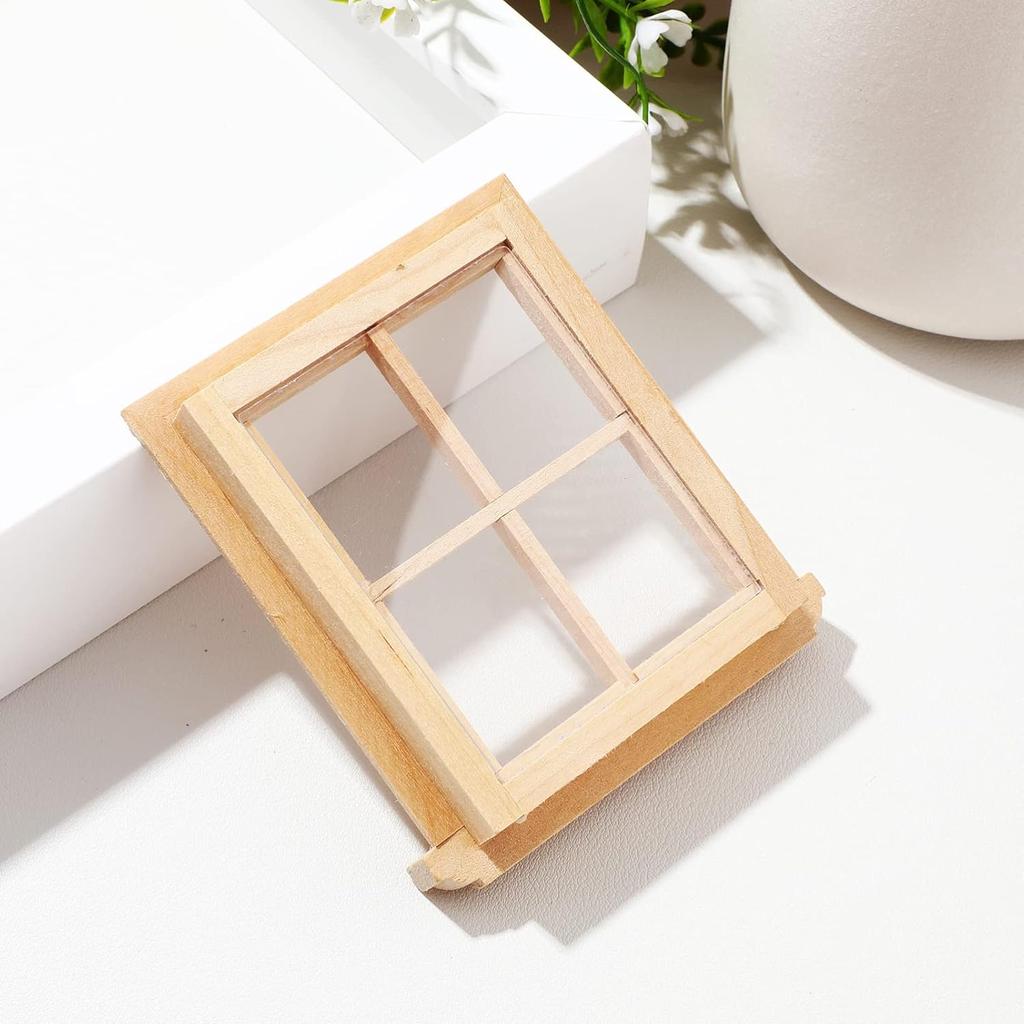 2pcs 1:12 Dollhouse Windows,Miniature Wooden Windows Furniture Acessories Mini Wooden Window Scene Accessory for Craft Dollhouse Home Furniture