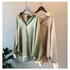 Women's Long Sleeve Satin Shirt Spring Summer Sun Protection Versatile Drape Retro Hong Kong Style Blouse Top