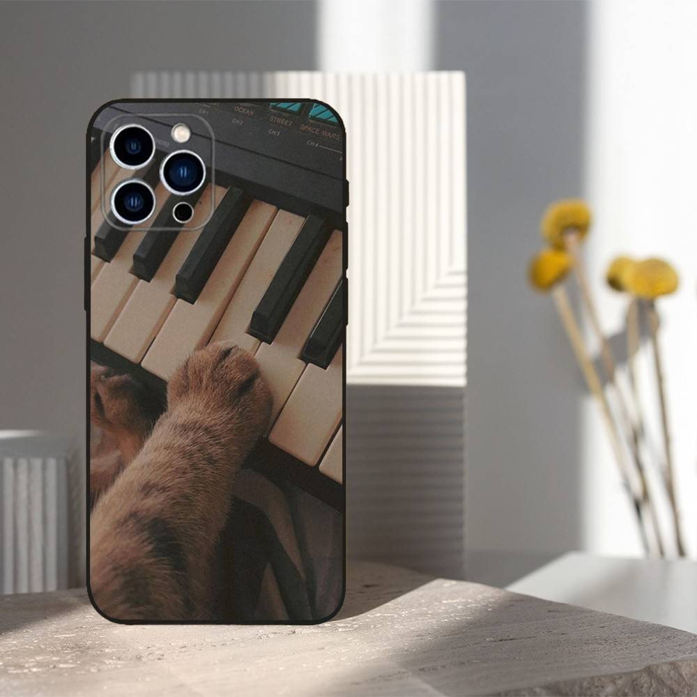 

Keyboard Art Piano Phone Case For iPhone 16,15,14,17,13,12,11 Plus,Pro Max,XS,X,XR,SE,Mini,8,7,Soft Silicone Black Cover iPhone13