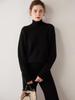 Women's Retro High-Neck Cable Knit Cashmere Sweater, Loose-Fit, Light Color, Pullover Style
