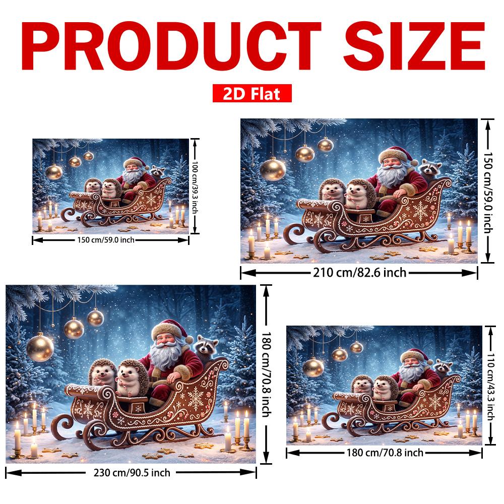 1Pcs Christmas Sled Hedgehog Winter Scene Decoration Background Xmas Backdrop Decorations For Photo Studio Photo Booth Party