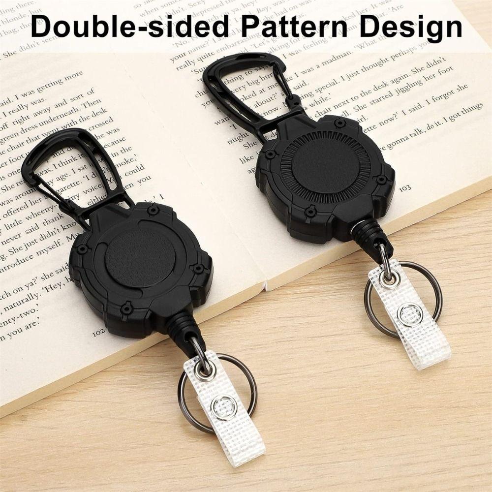 Alloy Retractable Key Reel Black Wire Rope Holder Portable Carabiner Clip  Outdoor Backpack Use
