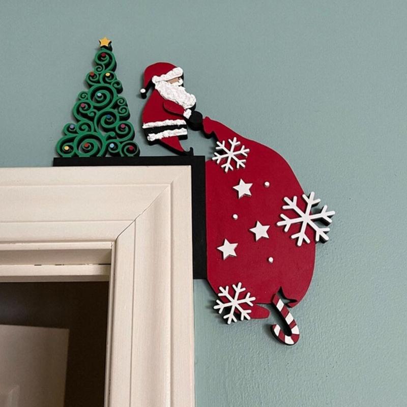 Festives Metal Door Frame Sign Door Corner Decoration for Christmas Celebration Home Decoration for Window and Wall