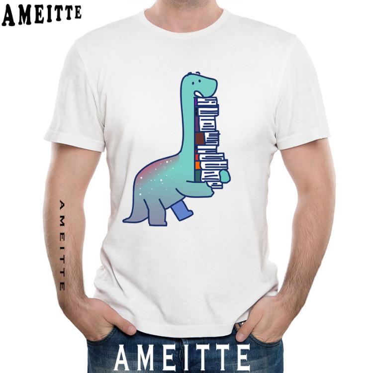 Funny Giraffe Holding A Stack Of Books Print T Shirt Summer Men T Shirts Funny M