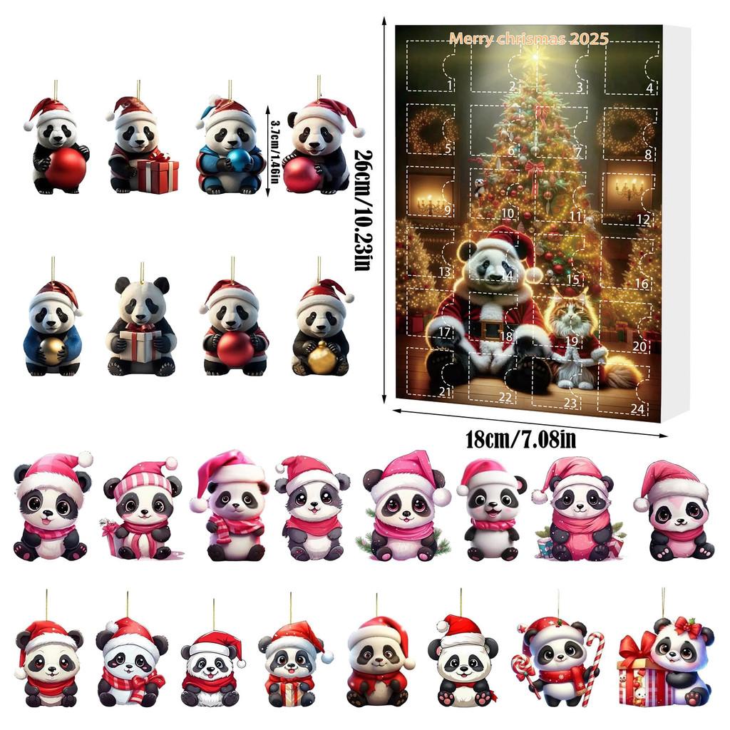Christmas Panda Countdown Calendar With Acrylic Components And Festive Collectible Items