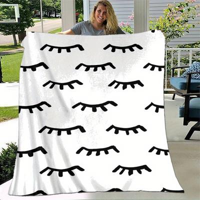 1pc. Cute Eyelash Patterned Blanket - Perfect for Home, Office, Outdoor Use, Gift Idea, Suitable for All Seasonsz041737