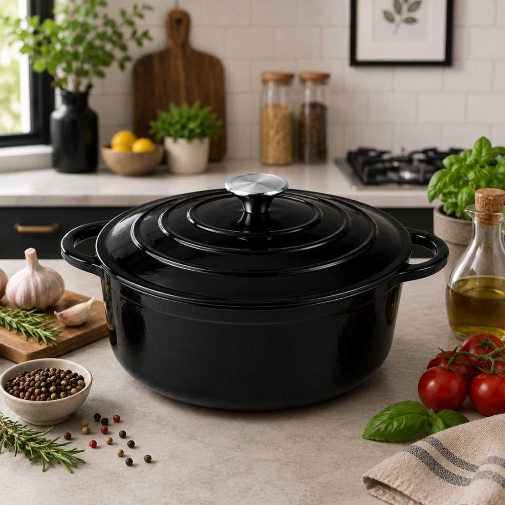 ENAMELED CAST IRON POT 24cm 4.2L BLACK 7758