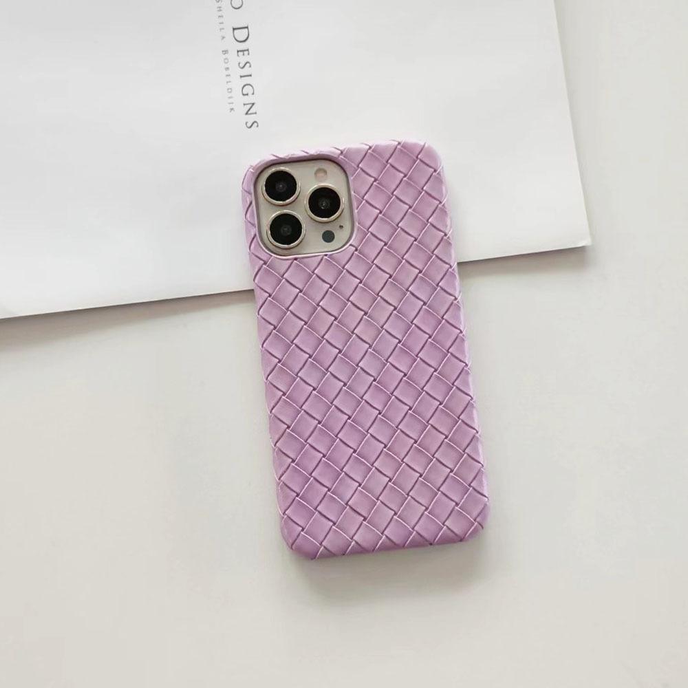 Applicable To iPhone17/15Pro Apple Mobile Phone Case Braided Pattern Solid Color Half Pack Anti-drop Heat Dissipation Hard PC Mobile Phone