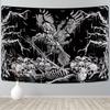 1 Piece Crow Skull Wall Tapestry Black White Polyester Hanging Decor with Crow Skull Branch Patterns for Hippie Room