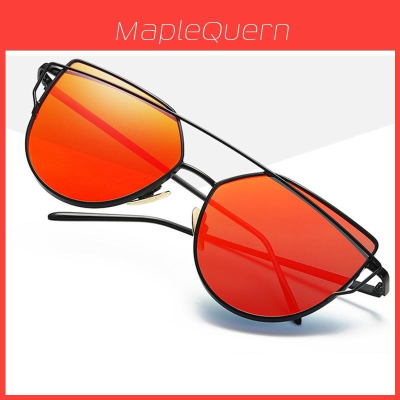 Elegant Women Ladies Retro Cat Eye Sunglasses With Premium Metal Mirrored Aviator Style