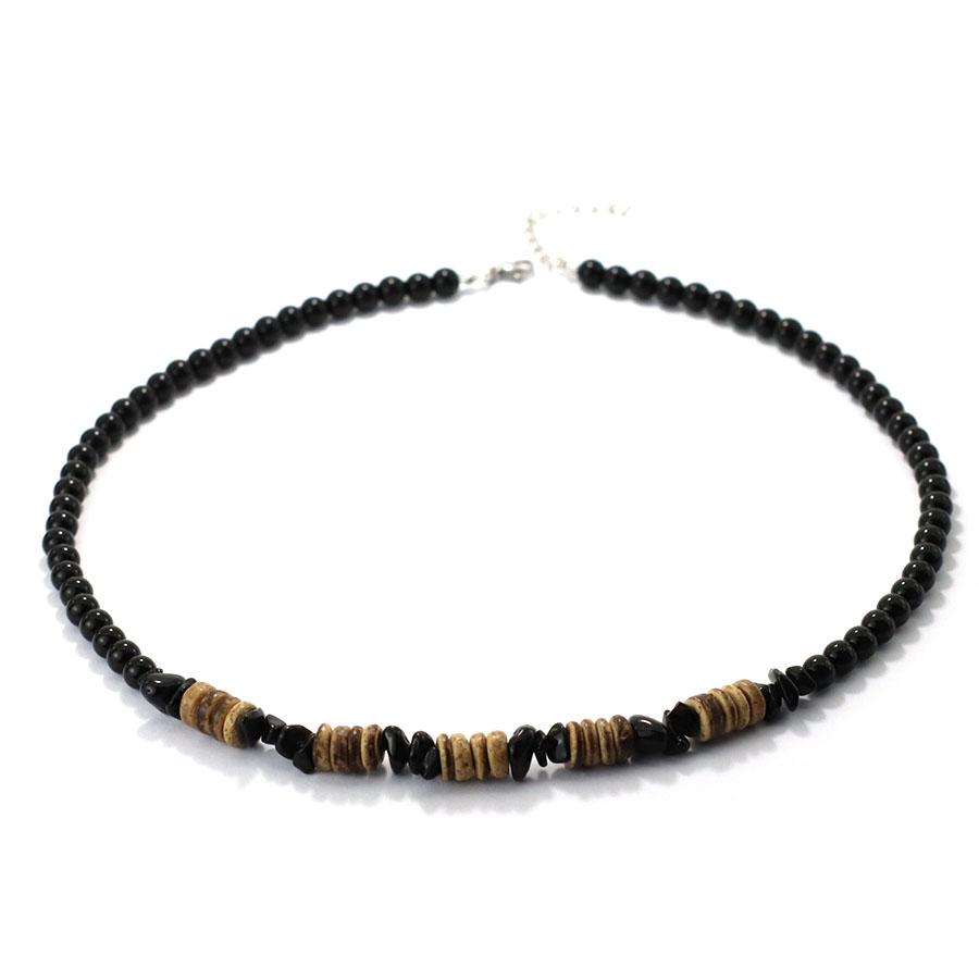Fashion Men Necklace 20 Inches Natural Tiger Eyes Blue Howlite Stone Collar Hiphop Accessories Coconut Husk Beads Colar Jewelry