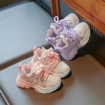 2024 Nieuwe Meisjes Casual Sneakers Kinderen Mode Glanzend Vetersluiting Schattige Prinses Leer Sportschoenen voor Hardlopen Antislip Veelzijdig