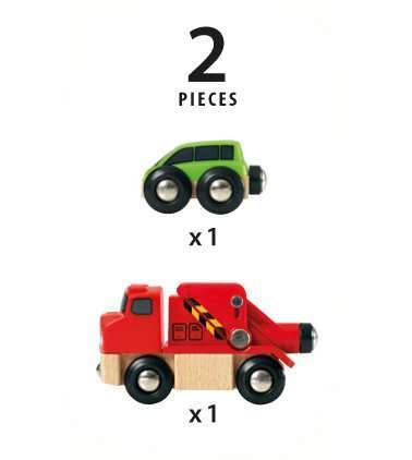 BRIO Tow Truck 33528, Ages 3+ [Toy, Wooden Toy, Train, Locomotive, Electric Vehicle, Gift (Birthday/Christmas)]